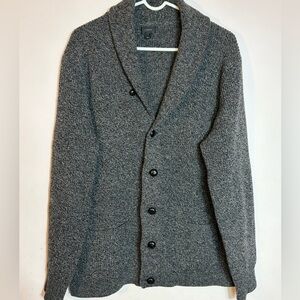 J. Crew Men’s Large Gray Marl Shawl Neck Cardigan 100% Lambswool Heavy Knit FA16